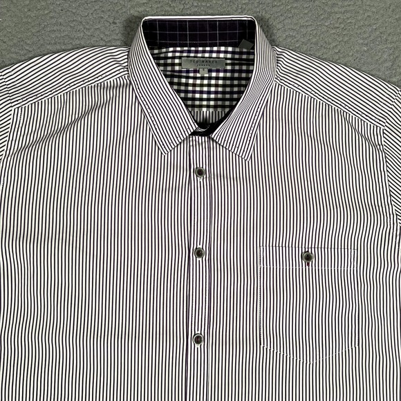 Ted Baker Shirt Mens 6 Purple Striped Button Up‎ Casual Preppy Dress Long Sleeve - Picture 1 of 12